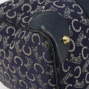 CELINE C Sulky Hand Bag Canvas Navy Gold Auth 73095-15