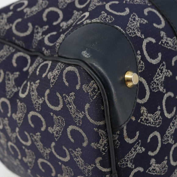 CELINE C Sulky Hand Bag Canvas Navy Gold Auth 73095