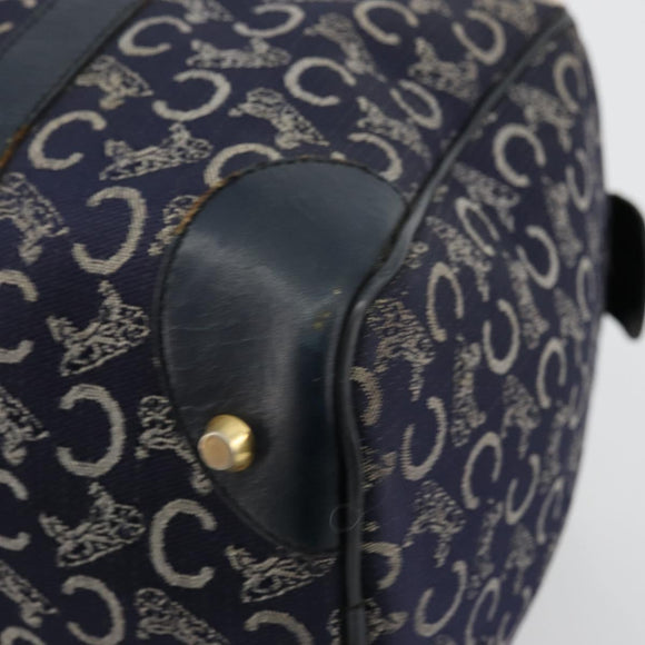 CELINE C Sulky Hand Bag Canvas Navy Gold Auth 73095