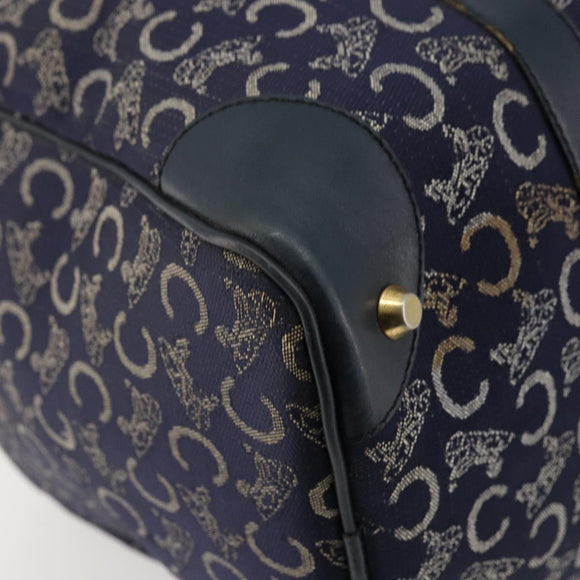 CELINE C Sulky Hand Bag Canvas Navy Gold Auth 73095