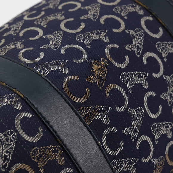 CELINE C Sulky Handtasche Canvas Navy Gold Auth 73095