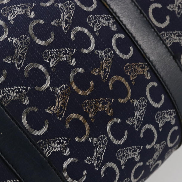 CELINE C Sulky Hand Bag Canvas Navy Gold Auth 73095