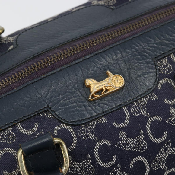 CELINE C Sulky Handtasche Canvas Navy Gold Auth 73095