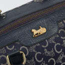 CELINE C Sulky Hand Bag Canvas Navy Gold Auth 73095-18