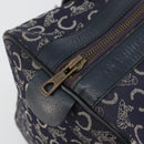 CELINE C Sulky Hand Bag Canvas Navy Gold Auth 73095-12