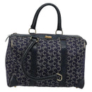 CELINE C Sulky Hand Bag Canvas Navy Gold Auth 73095-1