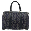 CELINE C Sulky Hand Bag Canvas Navy Gold Auth 73095-13
