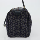 CELINE C Sulky Hand Bag Canvas Navy Gold Auth 73095-2