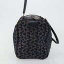 CELINE C Sulky Hand Bag Canvas Navy Gold Auth 73095-3