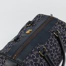 CELINE C Sulky Hand Bag Canvas Navy Gold Auth 73095-4