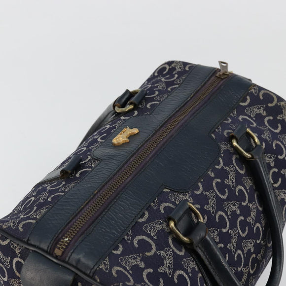 CELINE C Sulky Hand Bag Canvas Navy Gold Auth 73095