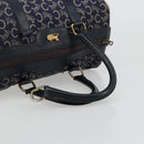 CELINE C Sulky Hand Bag Canvas Navy Gold Auth 73095-6