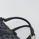 CELINE C Sulky Hand Bag Canvas Navy Gold Auth 73095-7