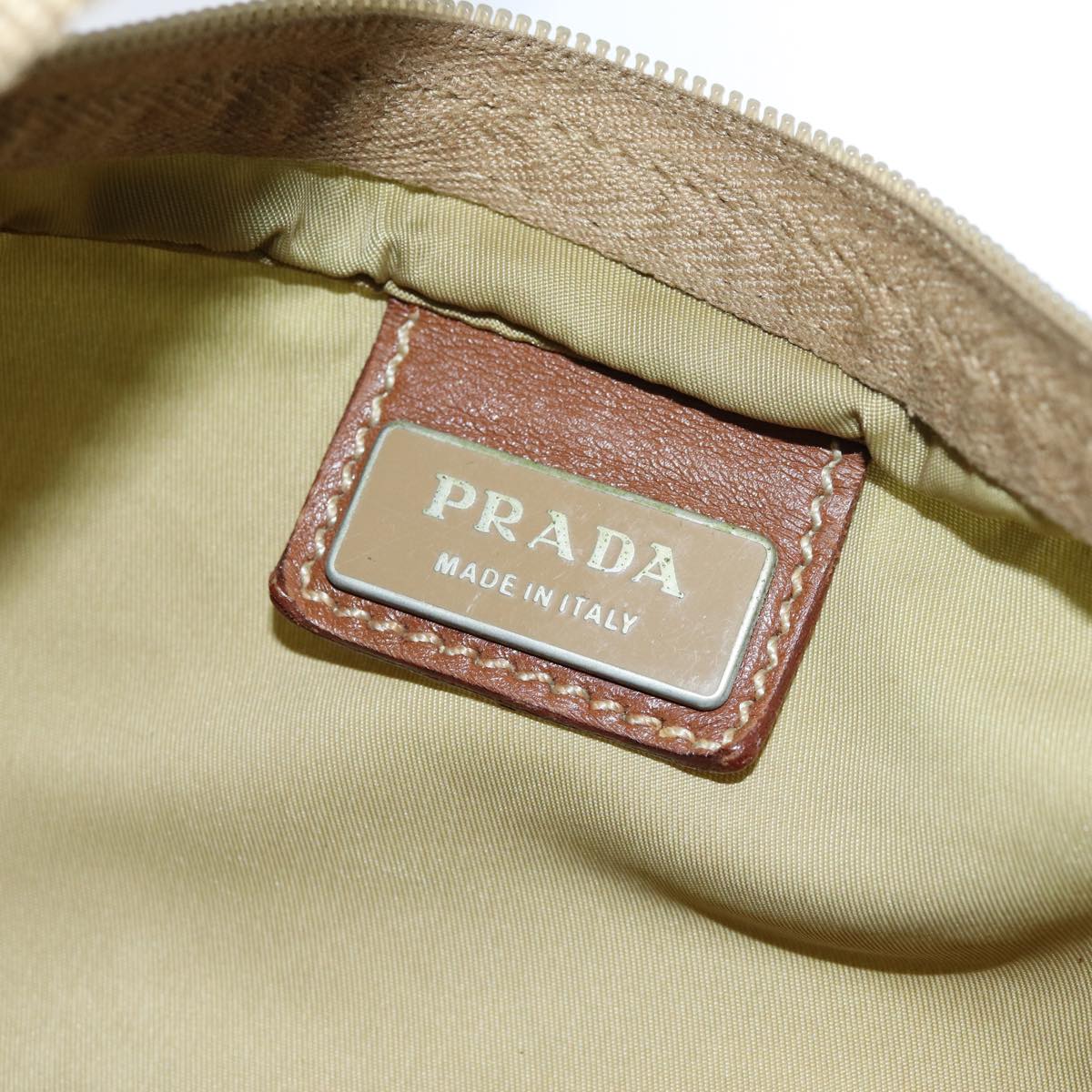 PRADA Shoulder Bag Nylon Beige Auth 73098