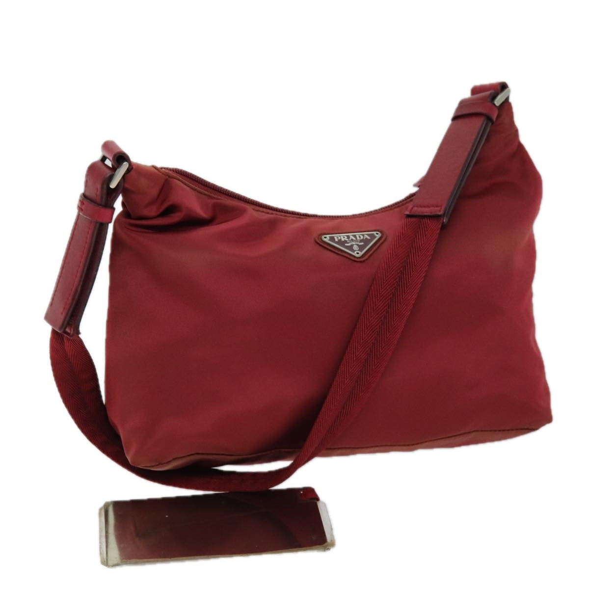 PRADA Shoulder Bag Nylon Red Auth 73100
