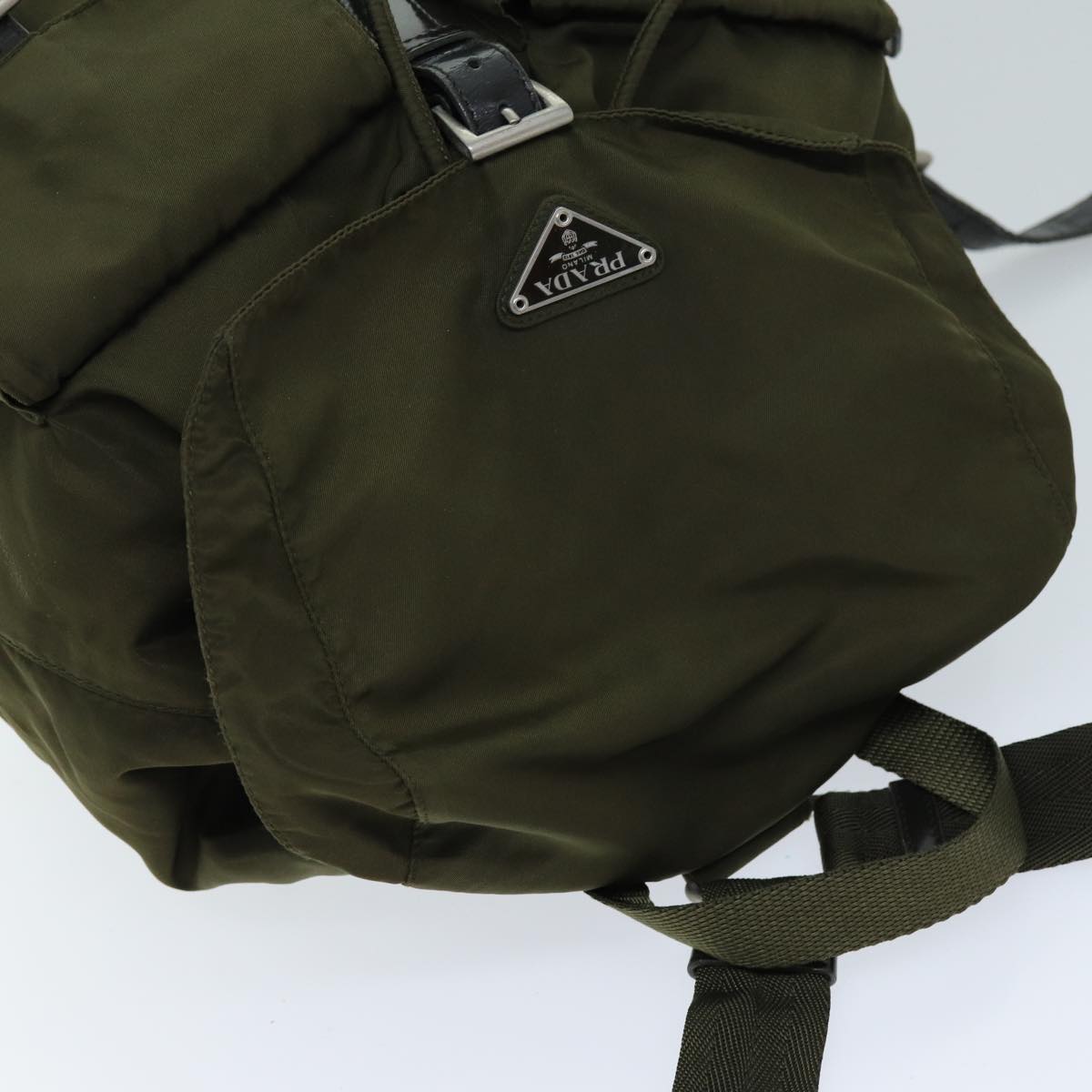 PRADA Backpack Nylon Khaki Auth 73101