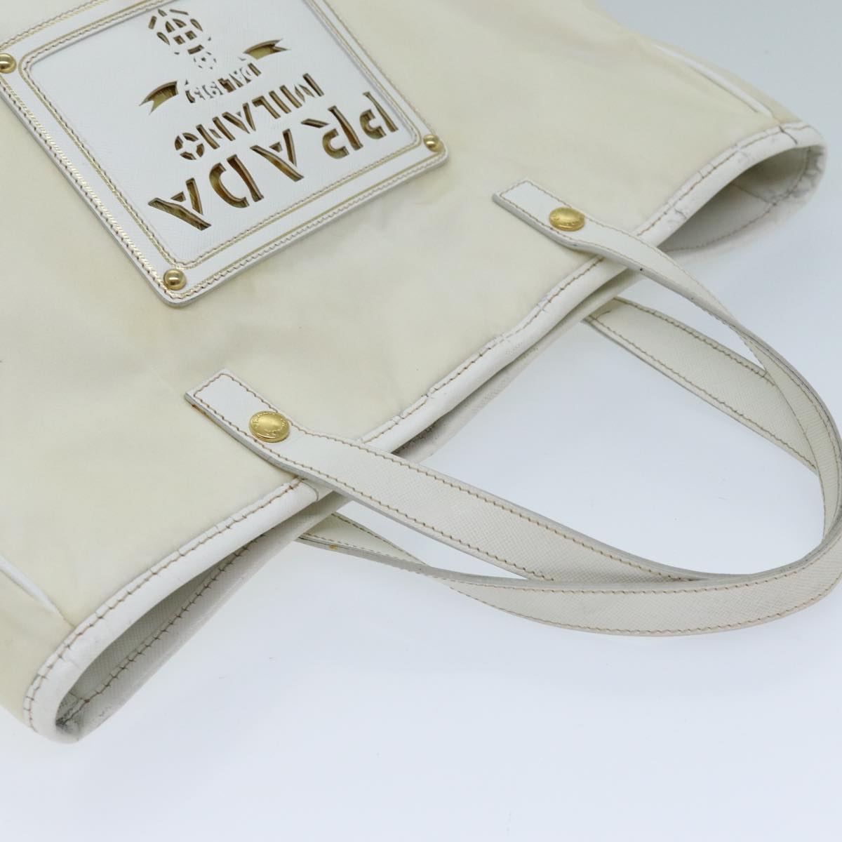 PRADA Tote Bag Nylon 2way White Auth 73106