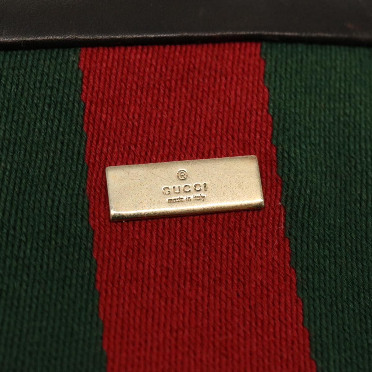 GUCCI Web Sherry Line Shoulder Bag Canvas Beige Green Red 001 4231 Auth 73115