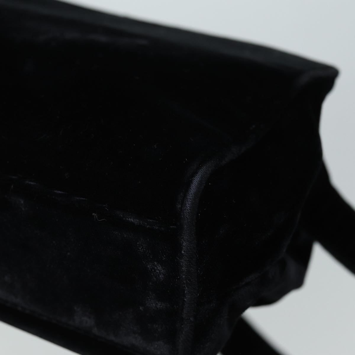 PRADA Shoulder Bag Velor Black Auth 73144