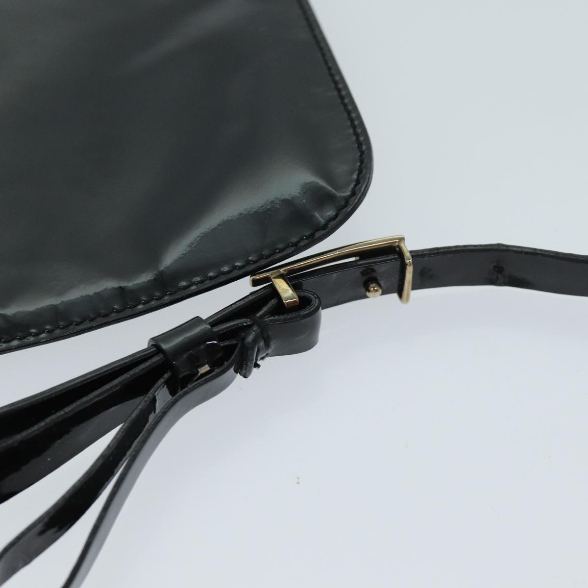 GUCCI Shoulder Bag Patent leather Black Auth 73146