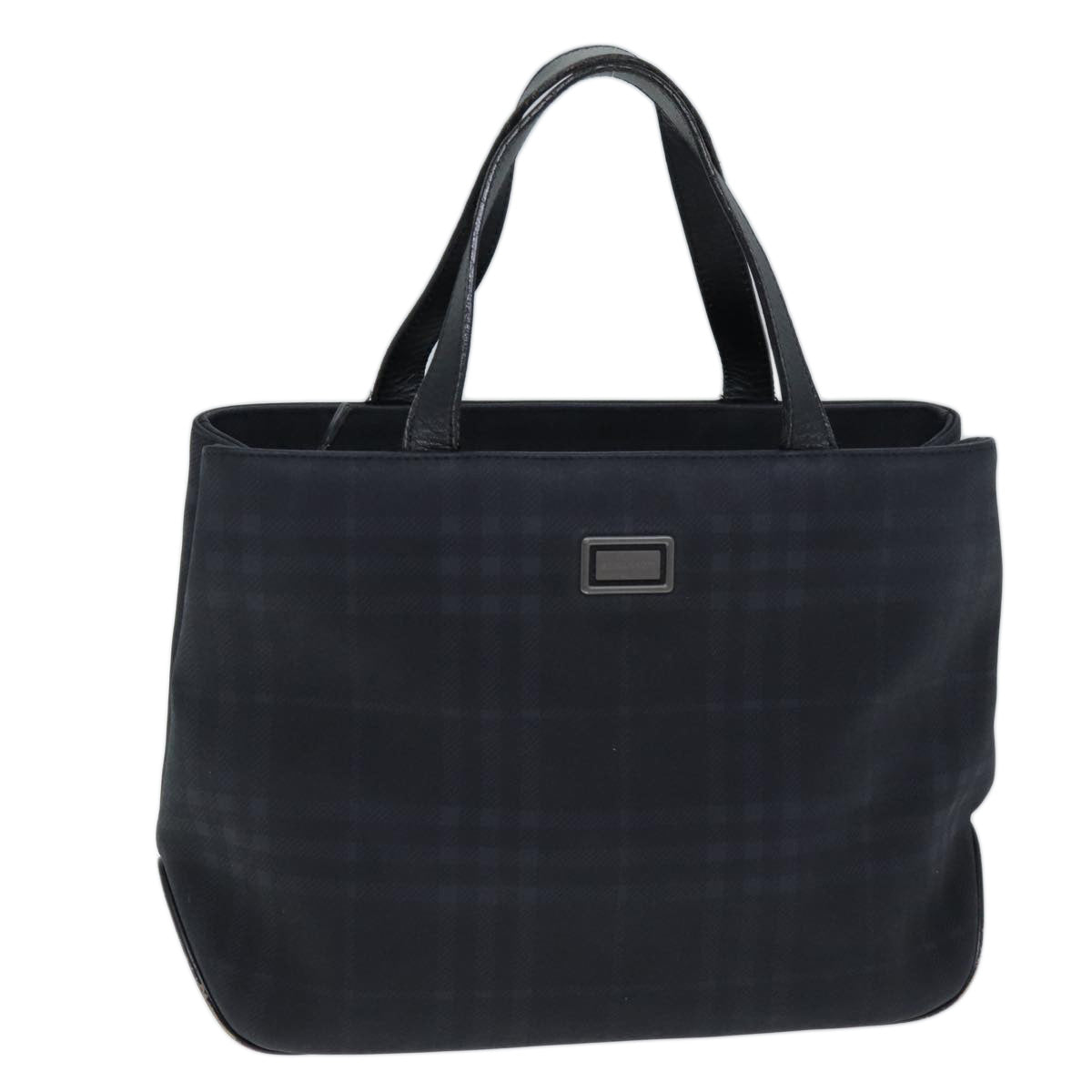 BURBERRY Nova Check Hand Bag Nylon Black Auth 73147