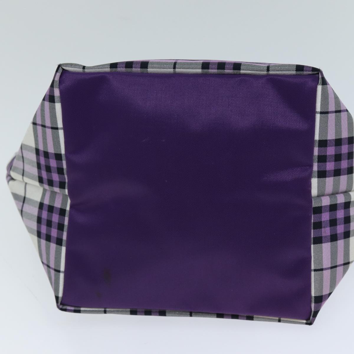 Burberrys Nova Check Blue Label Hand Bag Nylon Purple Auth 73151