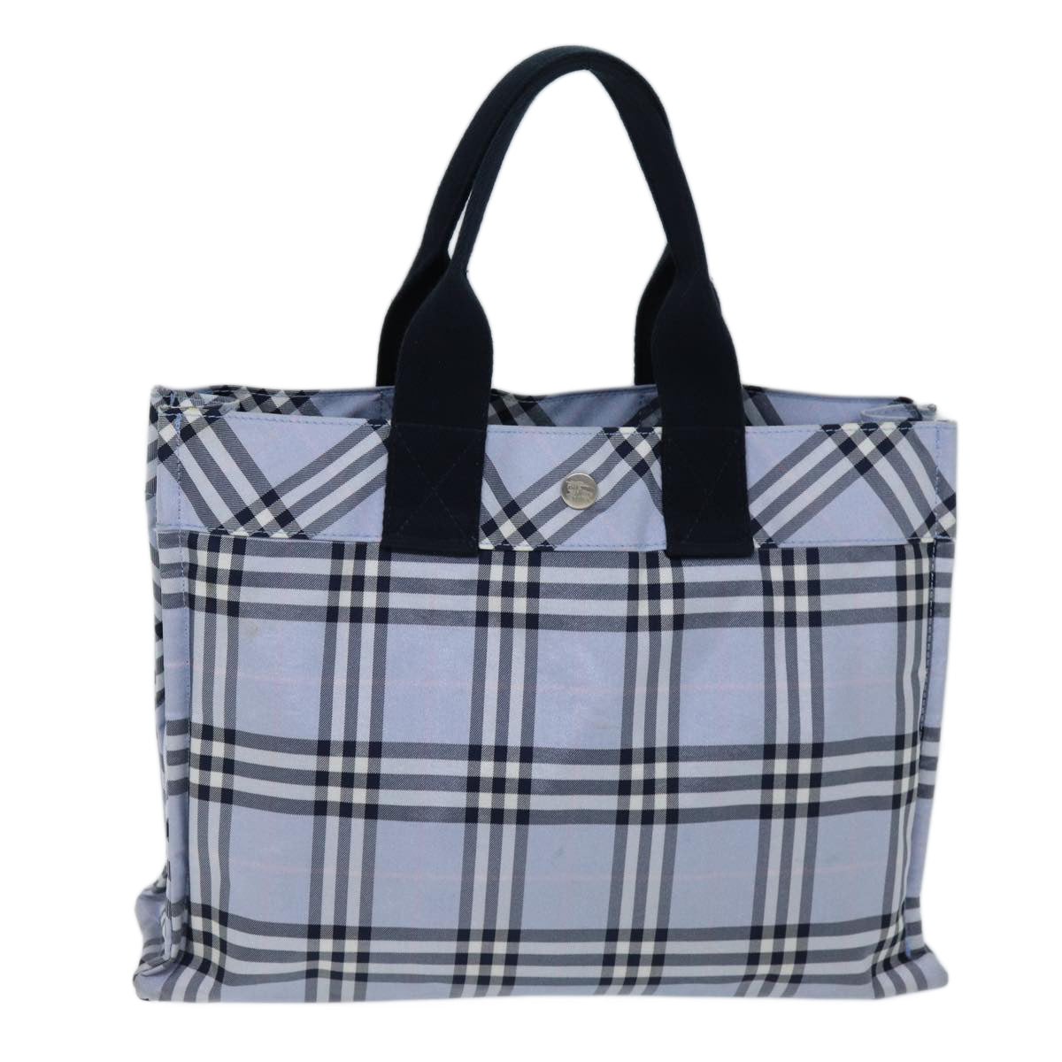 BURBERRY Nova Check Blue Label Hand Bag Nylon Light Blue Auth 73152