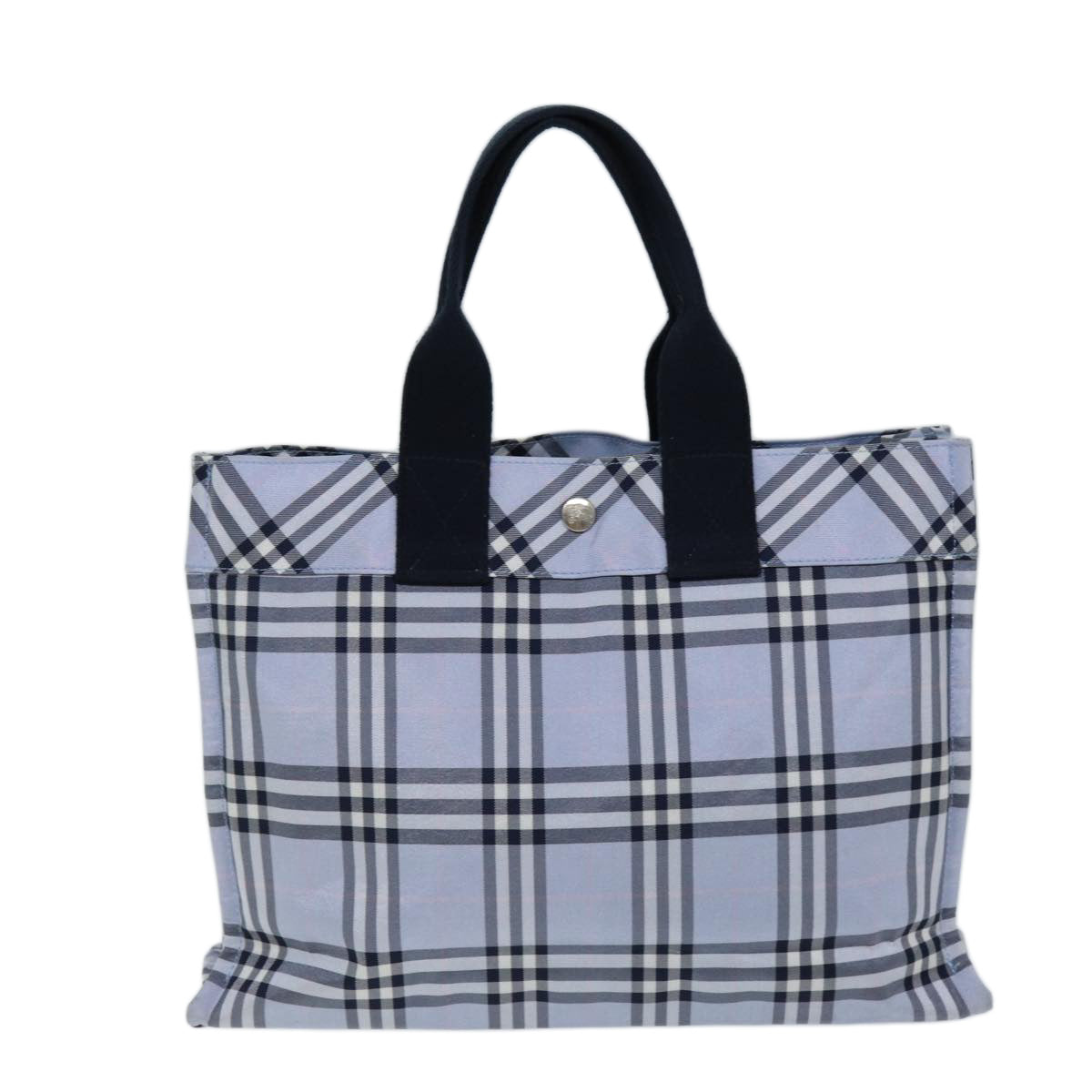 BURBERRY Nova Check Blue Label Hand Bag Nylon Light Blue Auth 73152