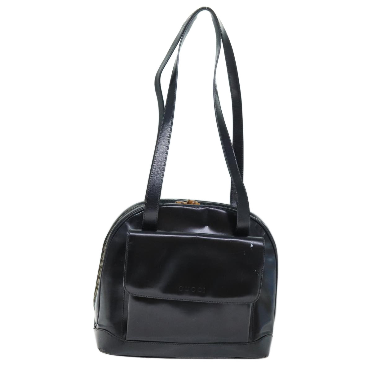 GUCCI Shoulder Bag Patent leather Black 001 090 1649 Auth 73156