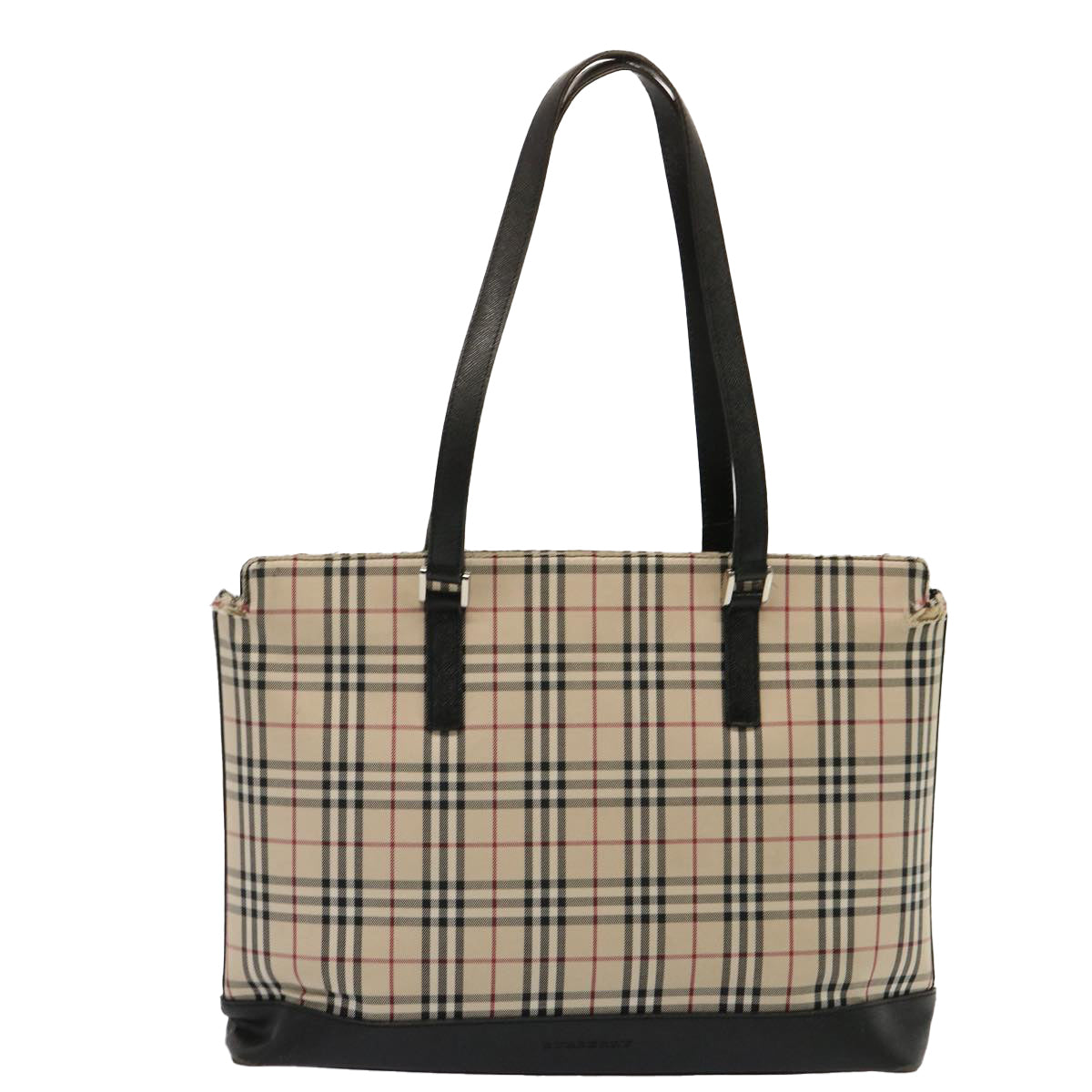 BURBERRY Nova Check Tote Bag Canvas Beige Auth 73161