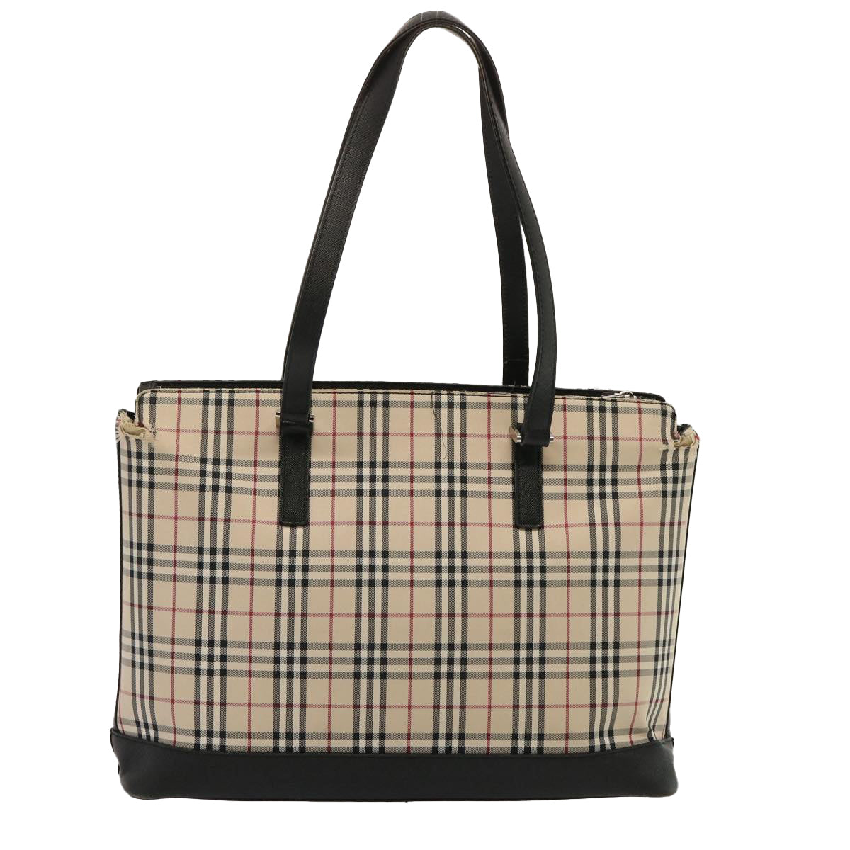 BURBERRY Nova Check Tote Bag Canvas Beige Auth 73161