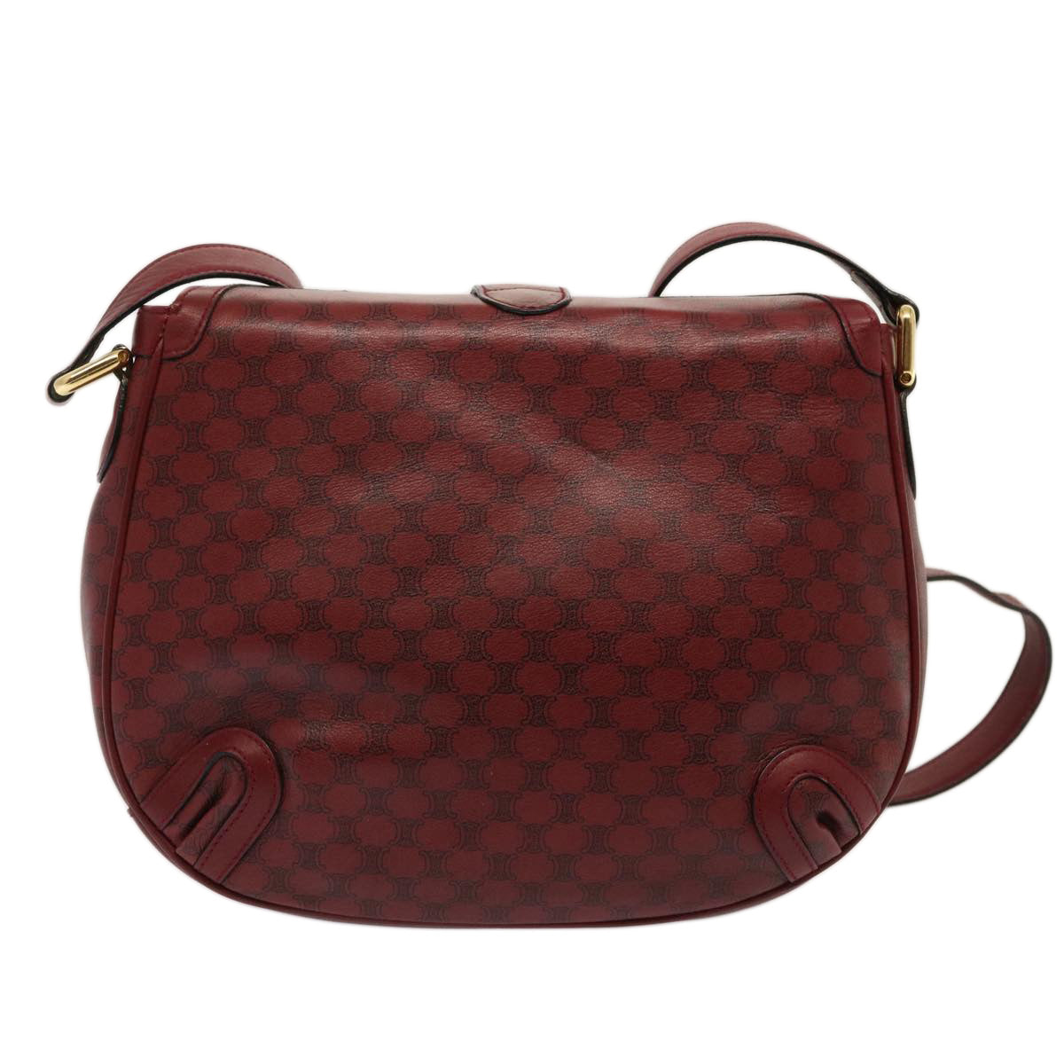 CELINE Macadam Canvas Shoulder Bag Red Auth 73167