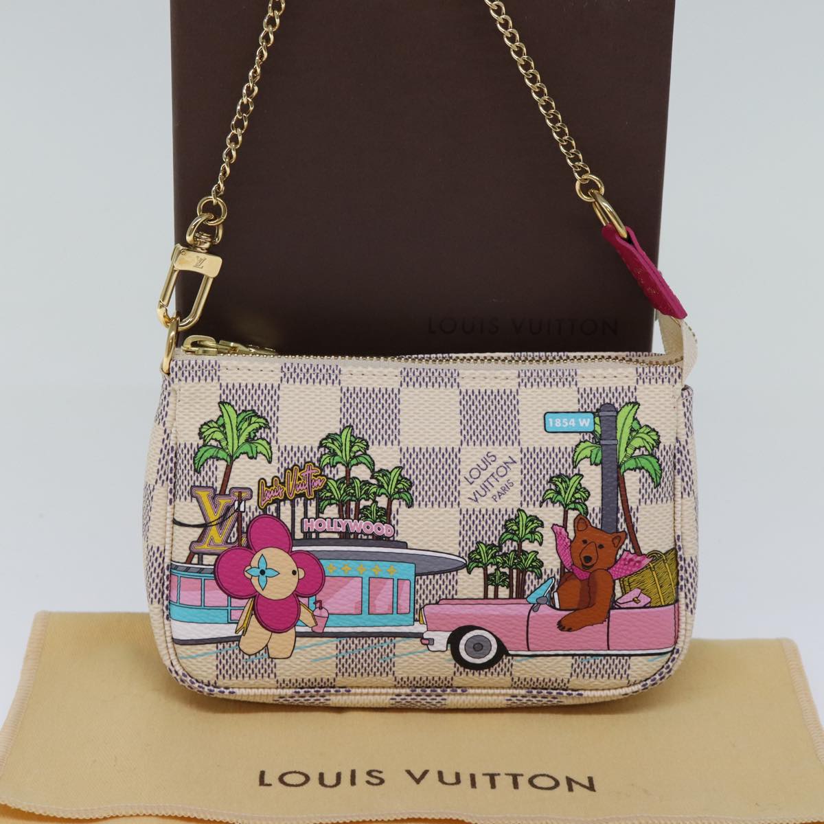 LOUIS VUITTON Damier Azur Mini Pochette Accessoires Pouch N60487 LV Auth 73189SA