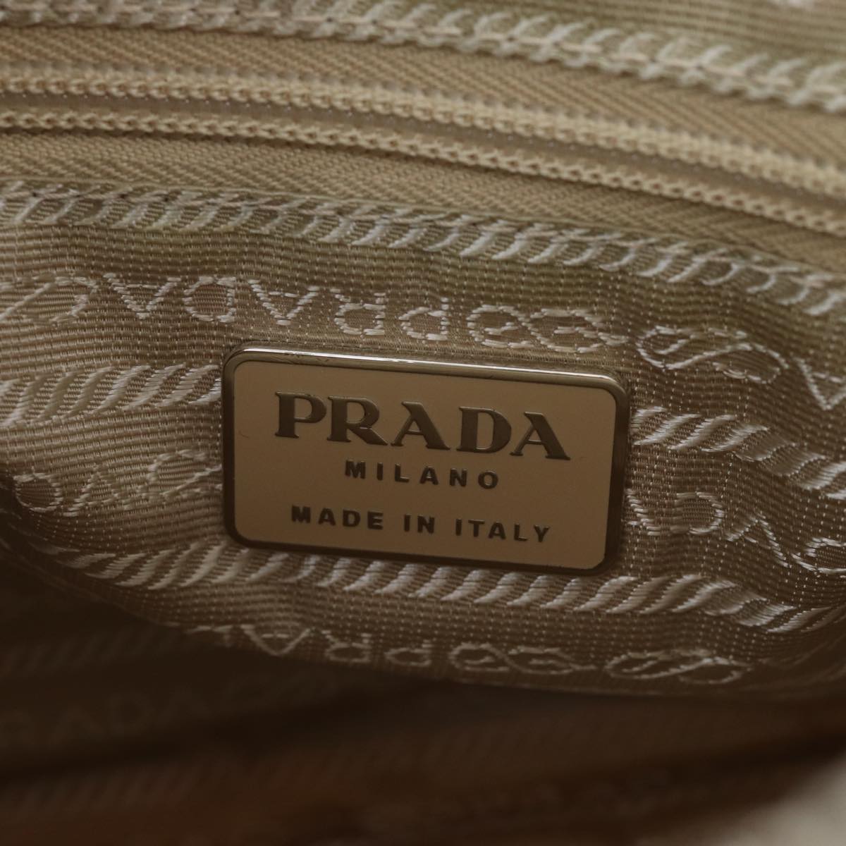 PRADA Shoulder Bag Nylon Cream Auth 73203