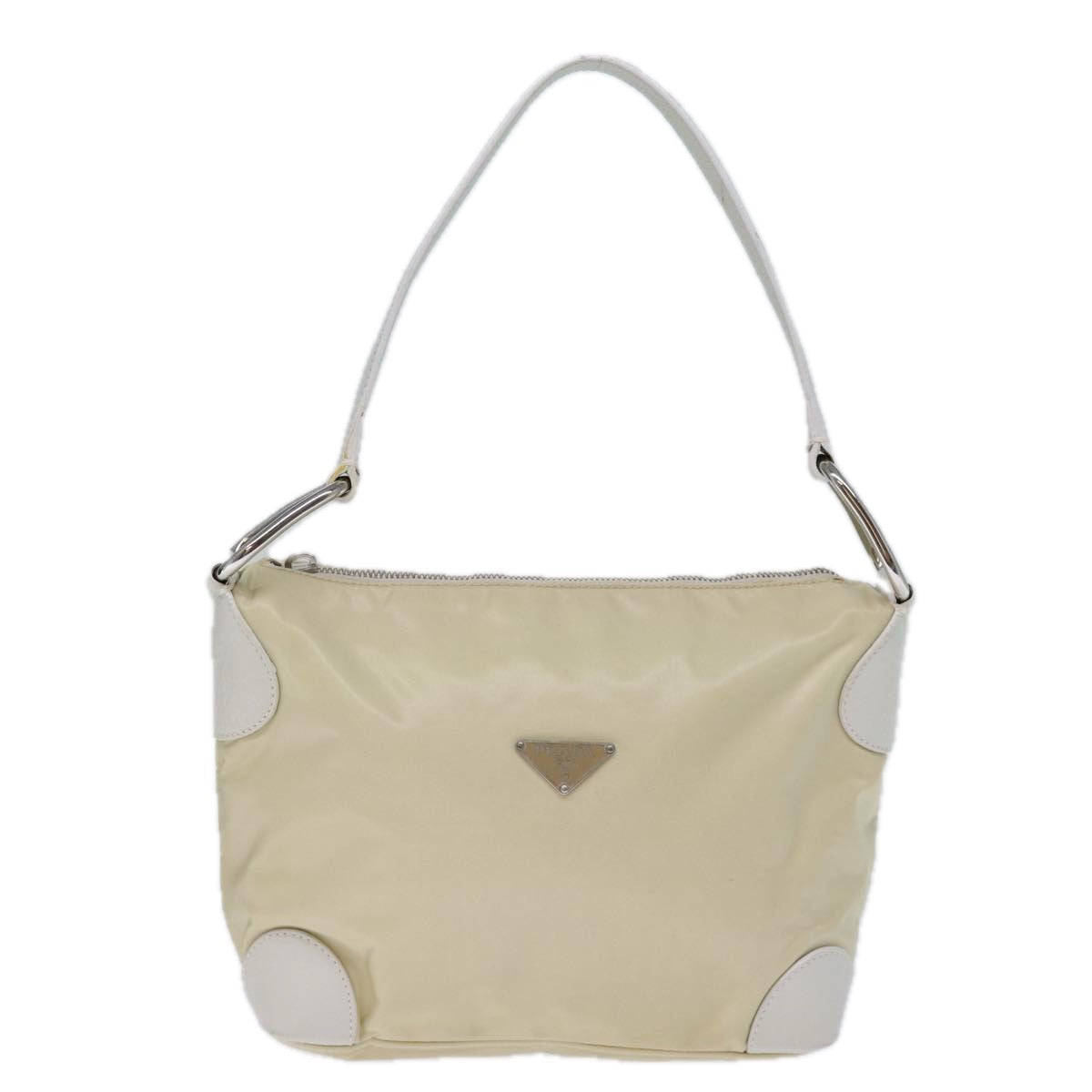 PRADA Shoulder Bag Nylon Cream Auth 73203