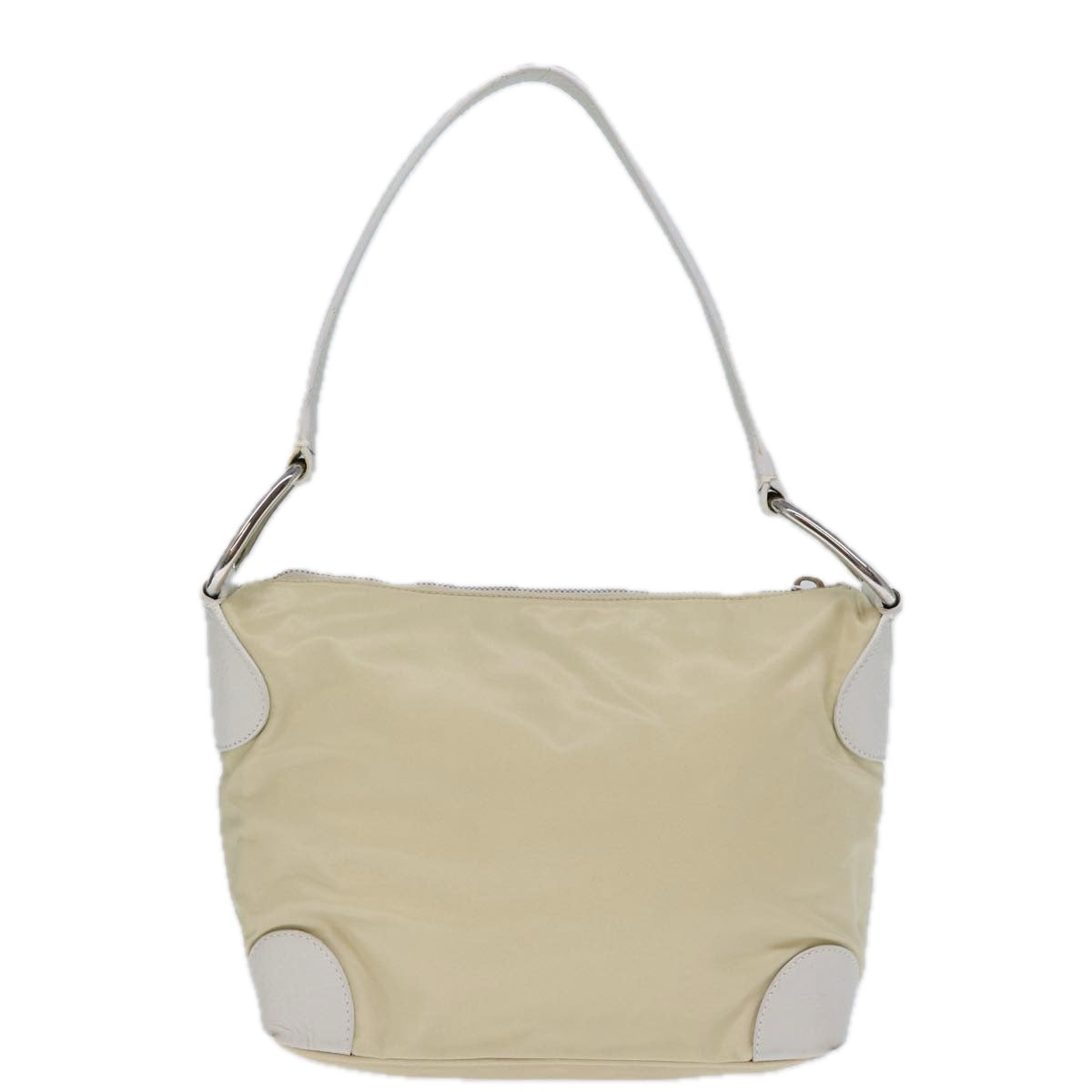 PRADA Shoulder Bag Nylon Cream Auth 73203 - 0