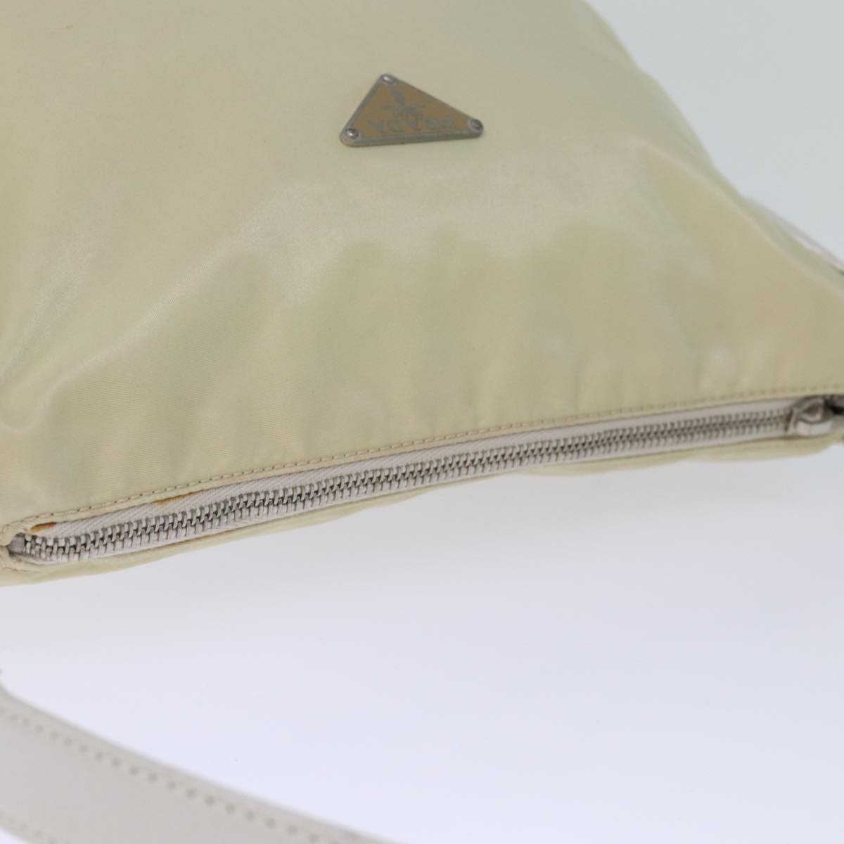 PRADA Shoulder Bag Nylon Cream Auth 73203