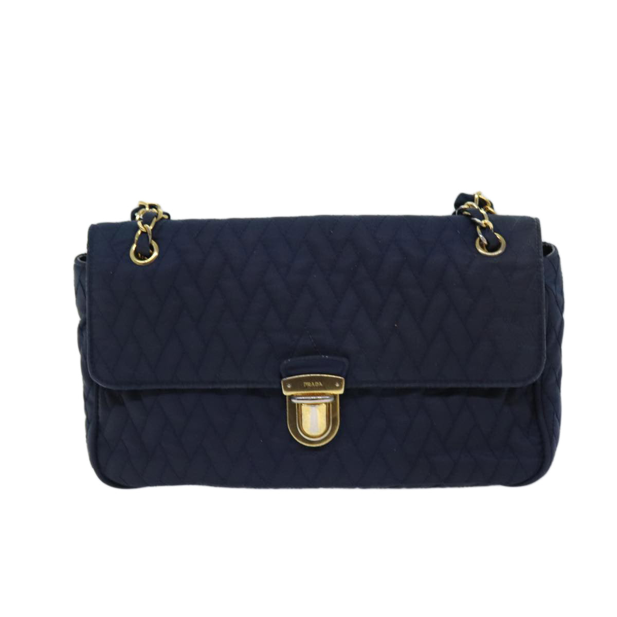 PRADA Chain Shoulder Bag Nylon Navy Auth 73204 - 0