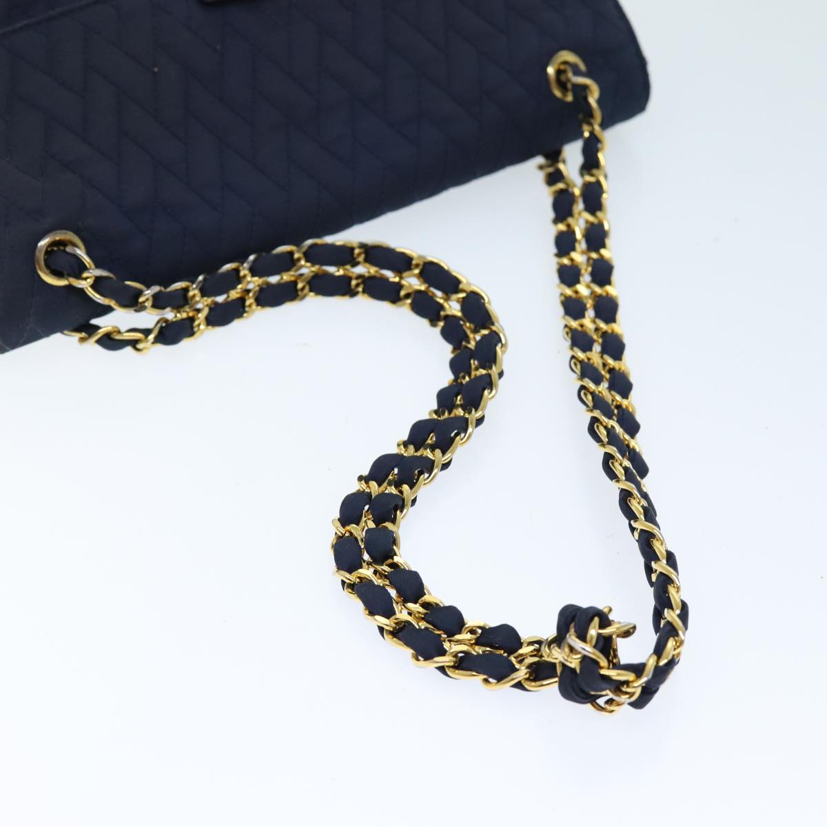 PRADA Chain Shoulder Bag Nylon Navy Auth 73204