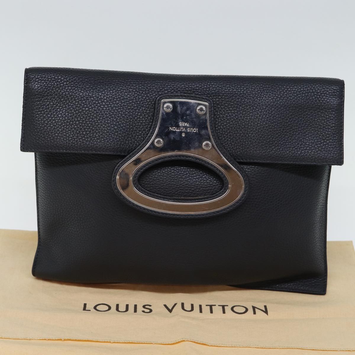 LOUIS VUITTON Taurillon Portfolio Clutch Bag Leather Black M48811 LV Auth 73222