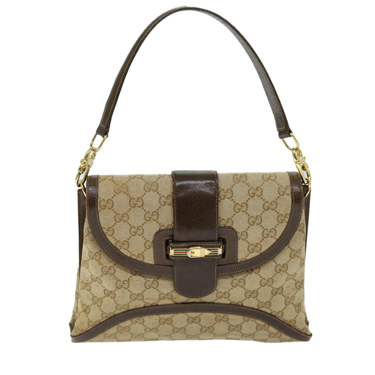 GUCCI GG Canvas Shoulder Bag 2way Beige Auth 73227