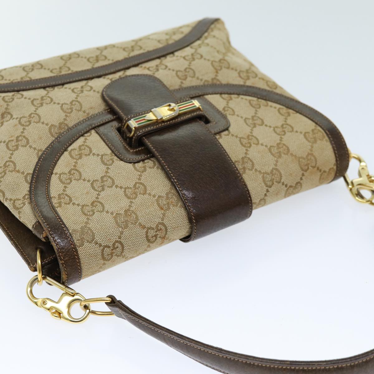 GUCCI GG Canvas Shoulder Bag 2way Beige Auth 73227