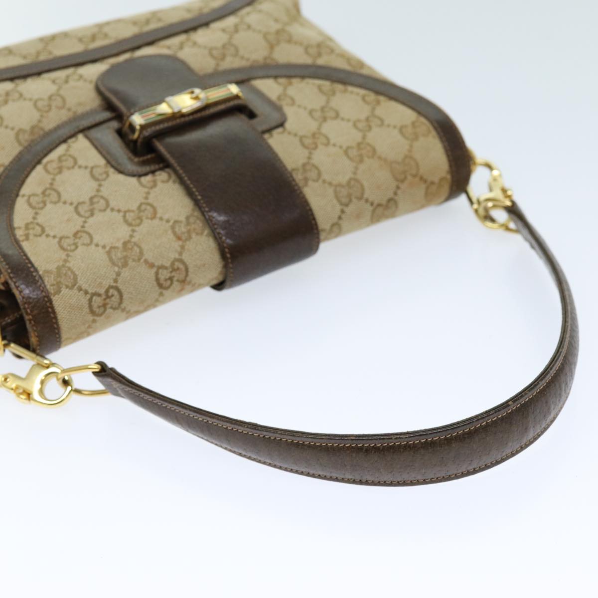 GUCCI GG Canvas Shoulder Bag 2way Beige Auth 73227