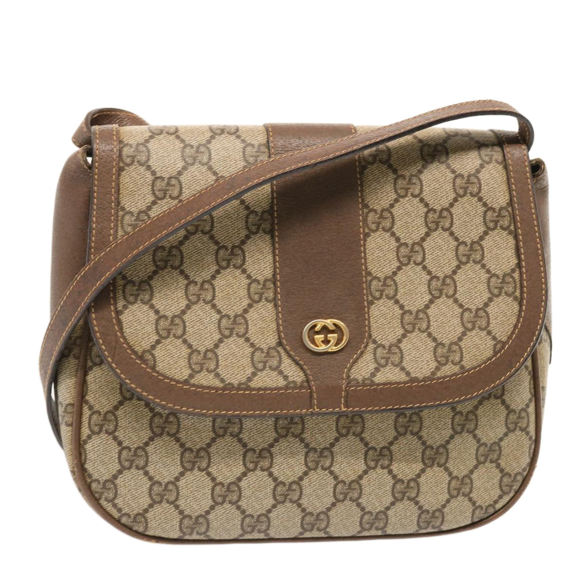 GUCCI GG Supreme Shoulder Bag PVC Beige 001 41 4425 Auth 73228