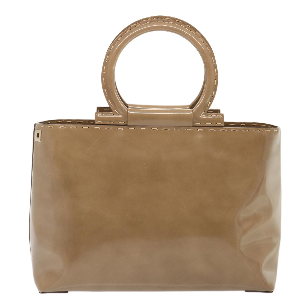 Salvatore Ferragamo Hand Bag Patent leather Brown Auth 73239 - 0