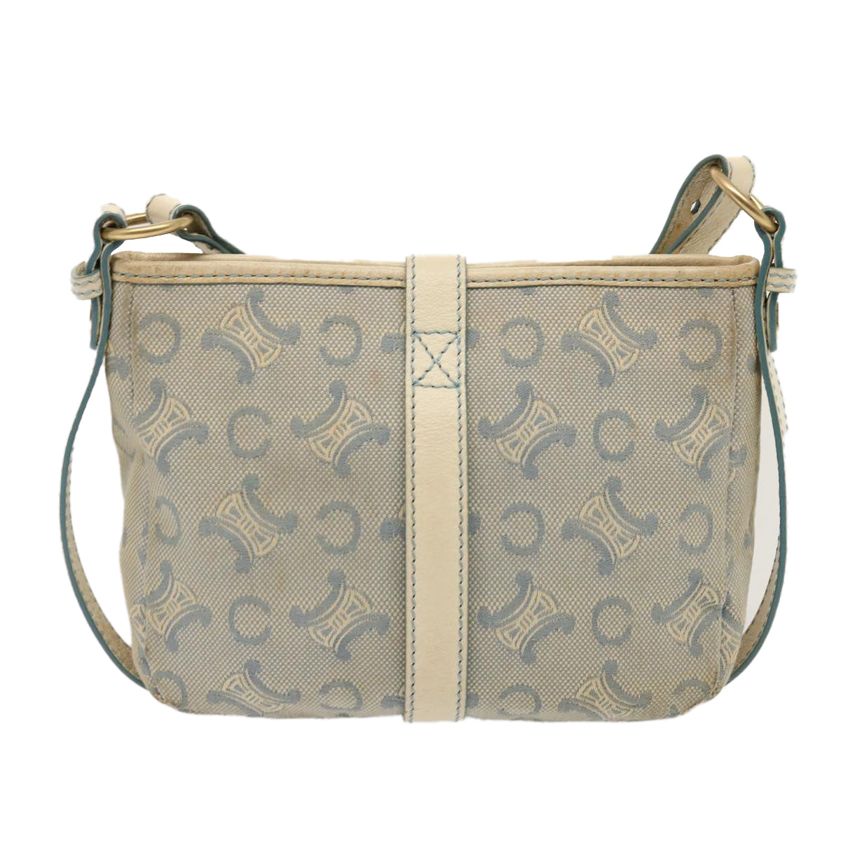 CELINE C Macadam Canvas Shoulder Bag Light Blue Auth 73243 - 0