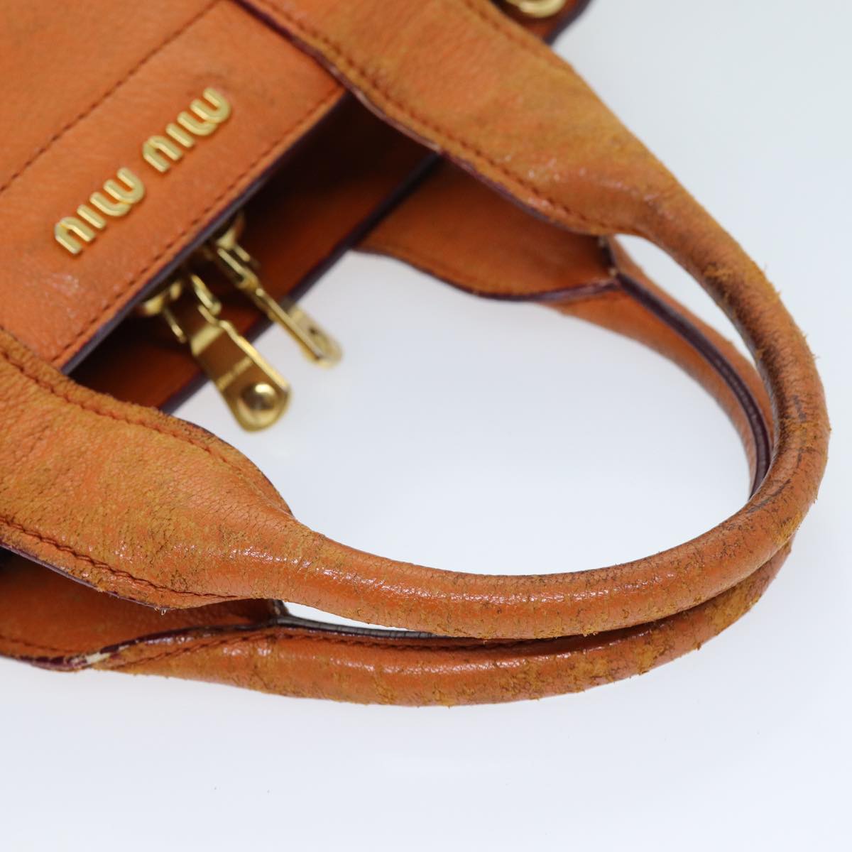 Miu Miu Hand Bag Leather 2way Orange Auth 73247