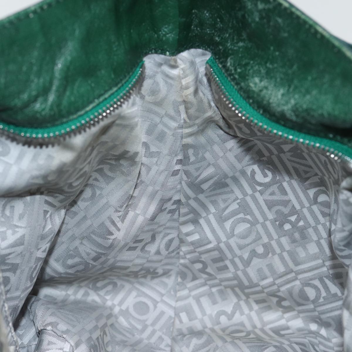 Salvatore Ferragamo Gancini Shoulder Bag Leather Green Auth 73248