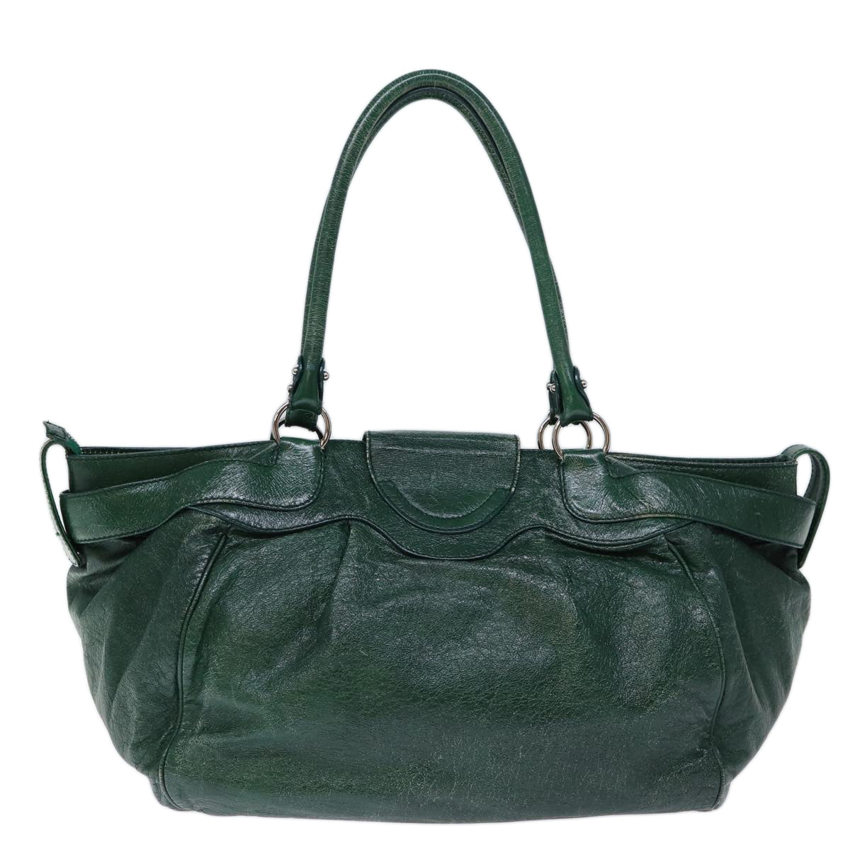 Salvatore Ferragamo Gancini Shoulder Bag Leather Green Auth 73248 - 0