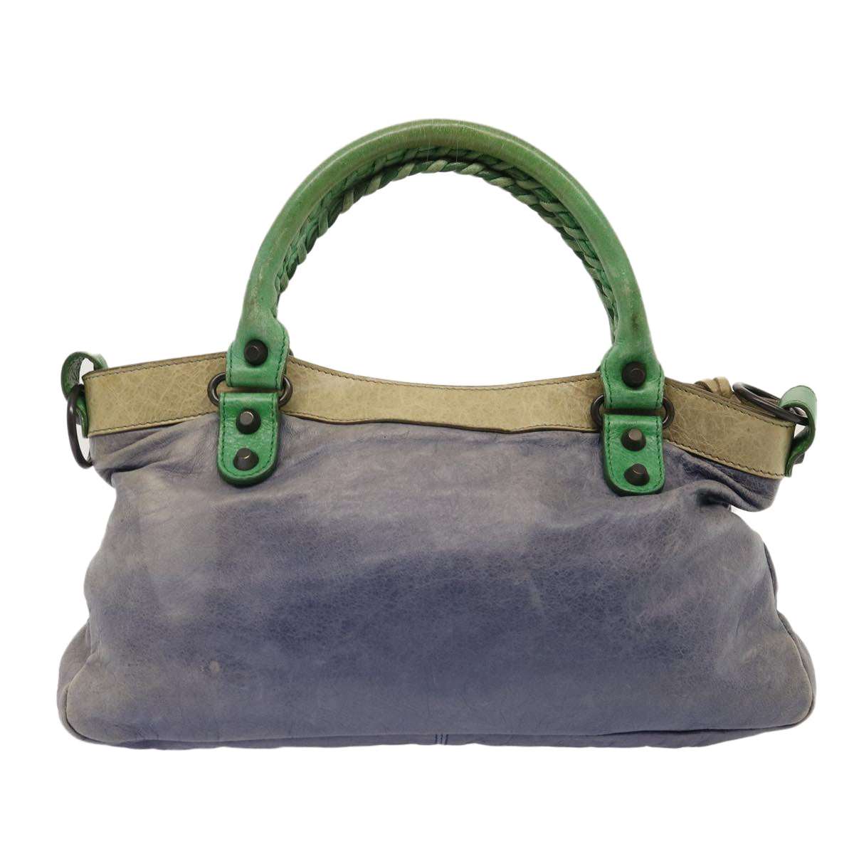 BALENCIAGA The First Hand Bag Leather 2way Purple Green 103208 Auth 73254 - 0